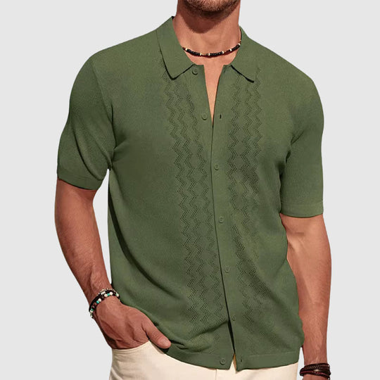 Chemise en Maille Homme Manches Courtes Élégante Été