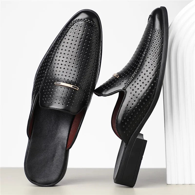 Claquettes en Cuir Rembourrées Homme Été Sandales
