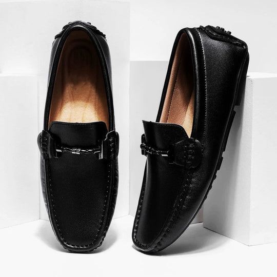 Mocassins en Cuir Homme Slip-On Semelle Caoutchouc