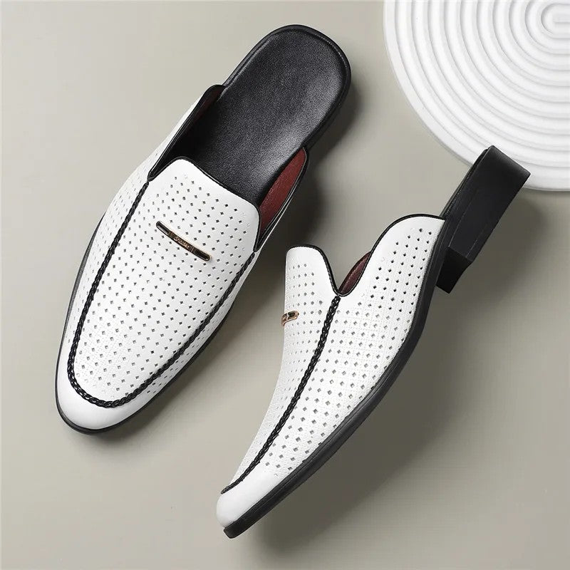 Claquettes en Cuir Rembourrées Homme Été Sandales