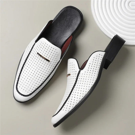 Claquettes en Cuir Rembourrées Homme Été Sandales