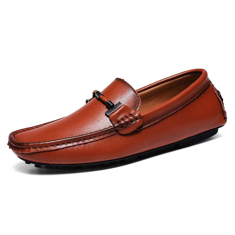 Mocassins en Cuir Homme Slip-On Semelle Caoutchouc