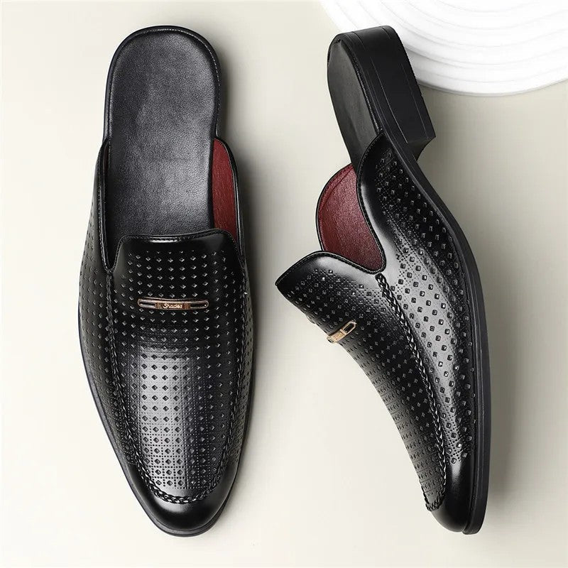 Claquettes en Cuir Rembourrées Homme Été Sandales