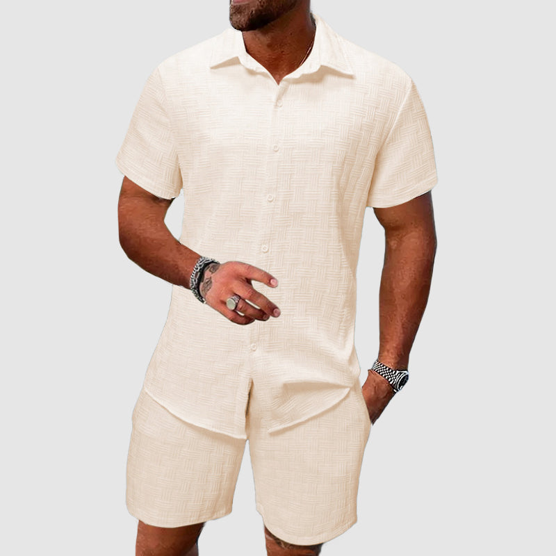 Ensemble d'Été Homme Chemise Short Deux Pièces Casual