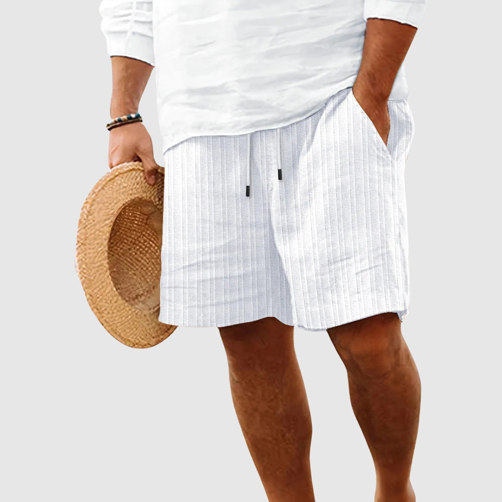 Short en Coton Rayé pour Homme Cordon Été Plage