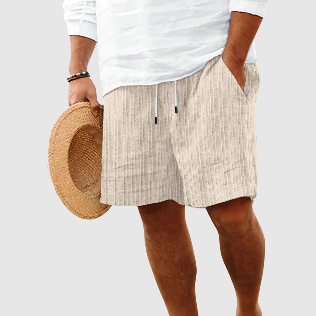 Short en Coton Rayé pour Homme Cordon Été Plage