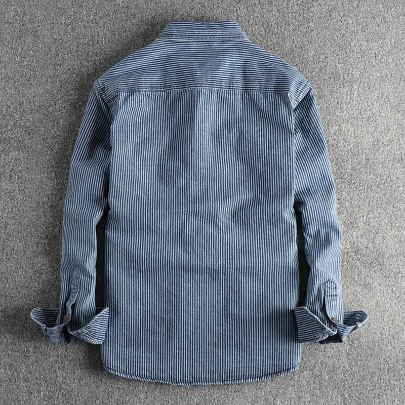 Chemise en Jean Vintage Homme Denim Rayé Casual