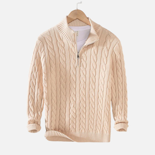 Pull Demi-Zip en Laine Homme Troyer Tricot Mélange