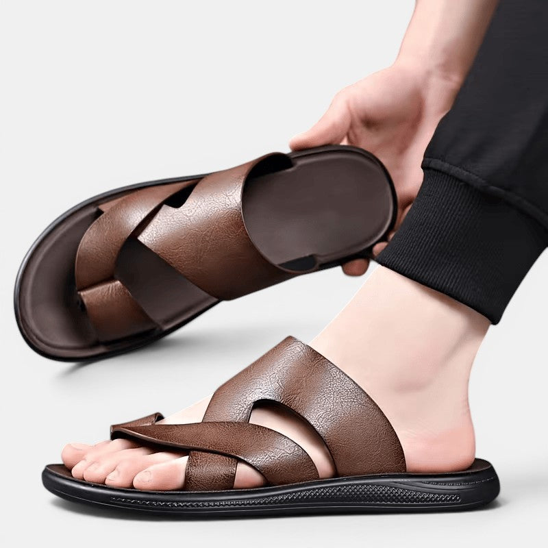 Sandales en Cuir Confortables Homme Été Outdoor
