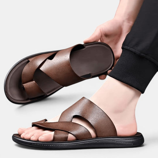 Sandales en Cuir Confortables Homme Été Outdoor