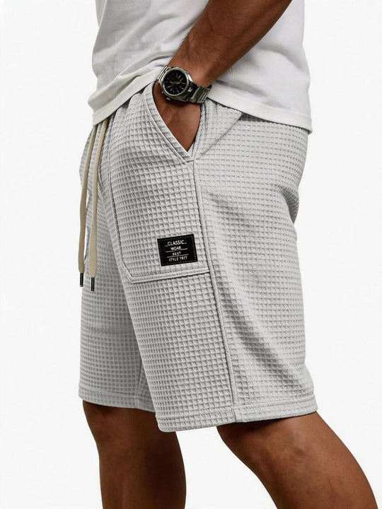 Short en Maille Gaufrée Homme Été Plage Poches