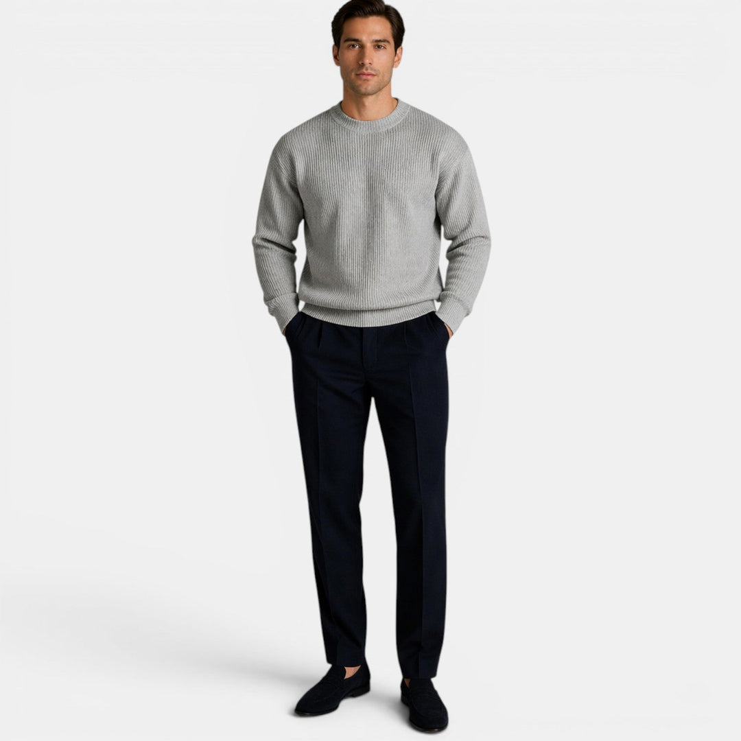Pull en Maille Col Rond Homme Doux Sweater Basique