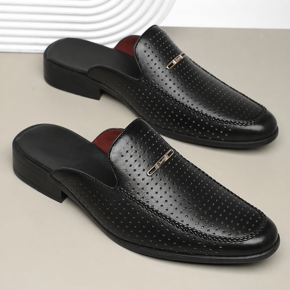 Claquettes en Cuir Rembourrées Homme Été Sandales