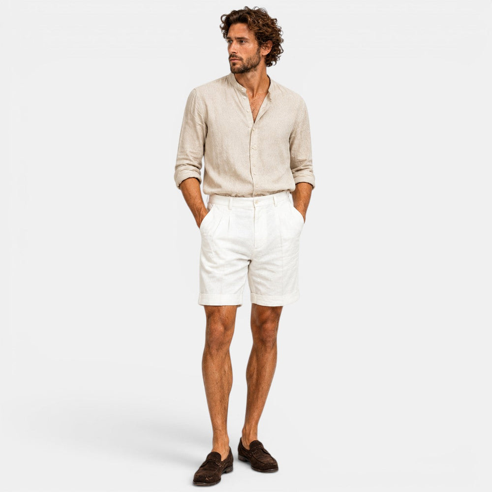 Short en Lin Décontracté Homme Été Plage Bermuda