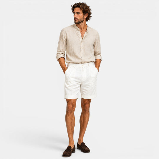 Short en Lin Décontracté Homme Été Plage Bermuda