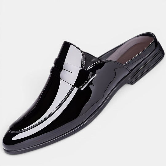 Mules en Cuir Verni Brillant Homme Élégantes Sandales