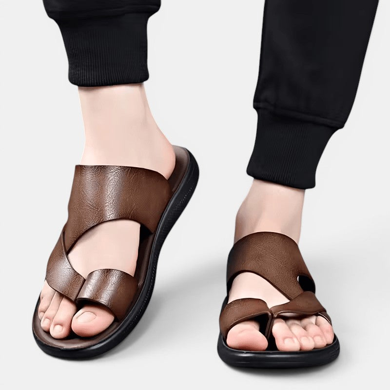 Sandales en Cuir Confortables Homme Été Outdoor