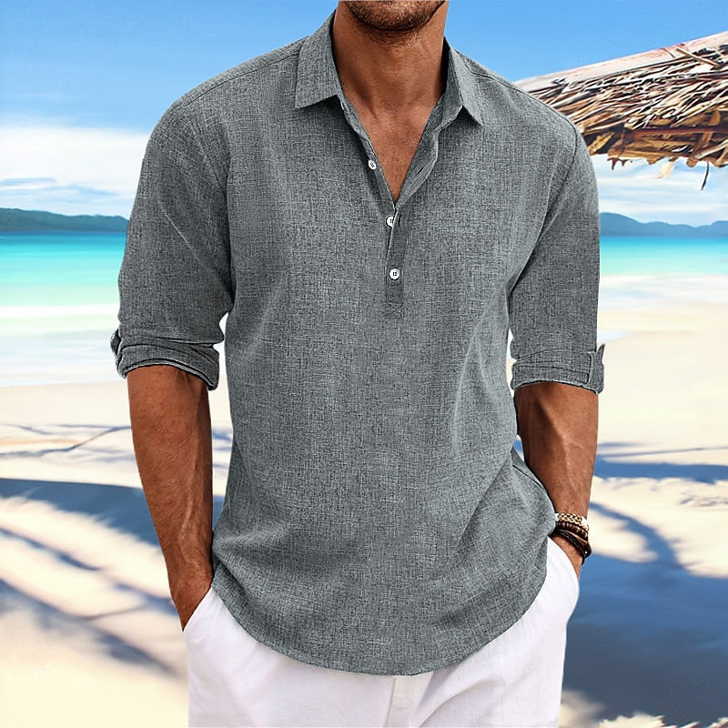 Chemise en Lin Classique Homme Été Coton Casual