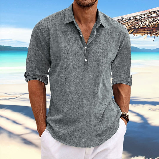 Chemise en Lin Classique Homme Été Coton Casual