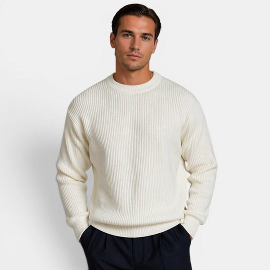 Pull en Maille Col Rond Homme Doux Sweater Basique