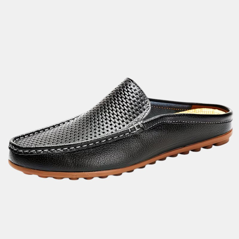 Sandales Mules en Cuir Homme Été à Enfiler Slip-On