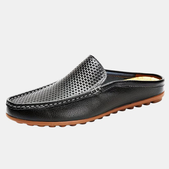 Sandales Mules en Cuir Homme Été à Enfiler Slip-On