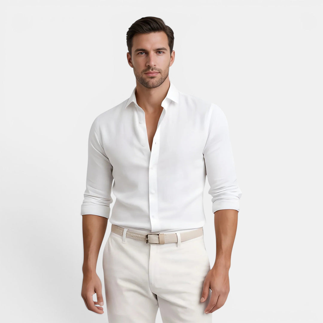 Chemise Lin Coton Homme Été Respirante Casual Légère