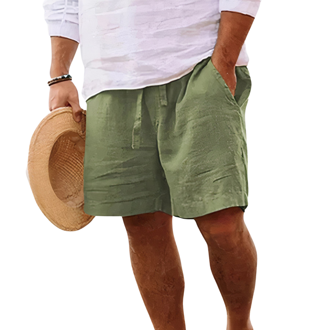 Short en Coton et Lin Homme Été Court Plage Vacances