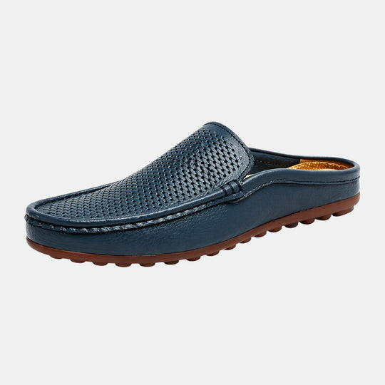 Sandales Mules en Cuir Homme Été à Enfiler Slip-On