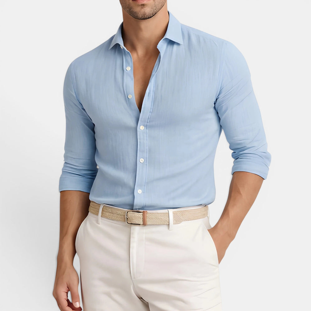 Chemise Lin Coton Homme Été Respirante Casual Légère