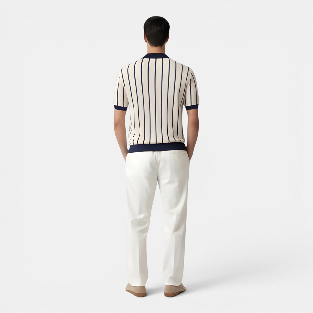 Chemise en Maille Rayée Homme Été Polo Tricot