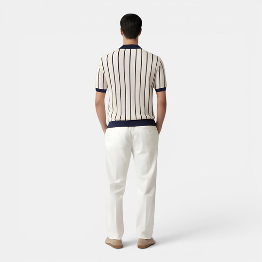 Chemise en Maille Rayée Homme Été Polo Tricot