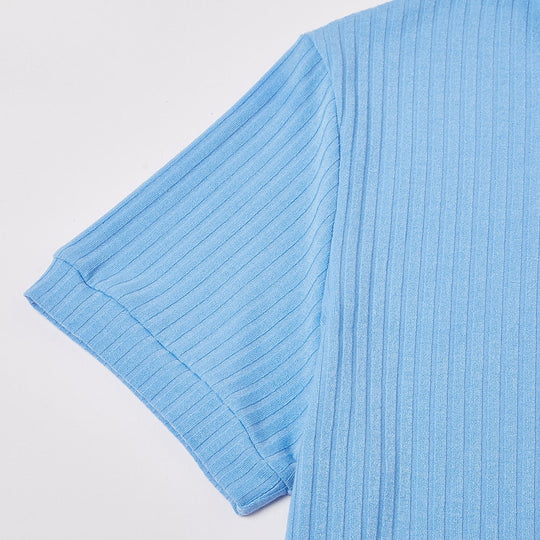 Polo en Maille Côtelée Homme Manches Courtes Casual