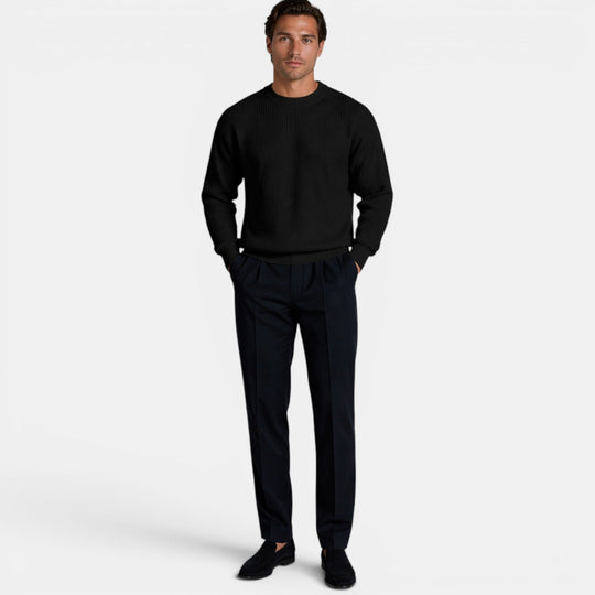 Pull en Maille Col Rond Homme Doux Sweater Basique