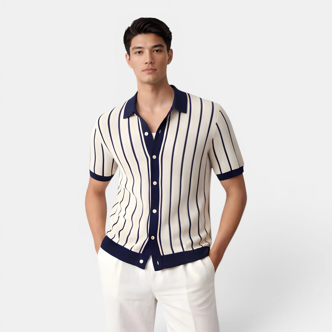 Chemise en Maille Rayée Homme Été Polo Tricot