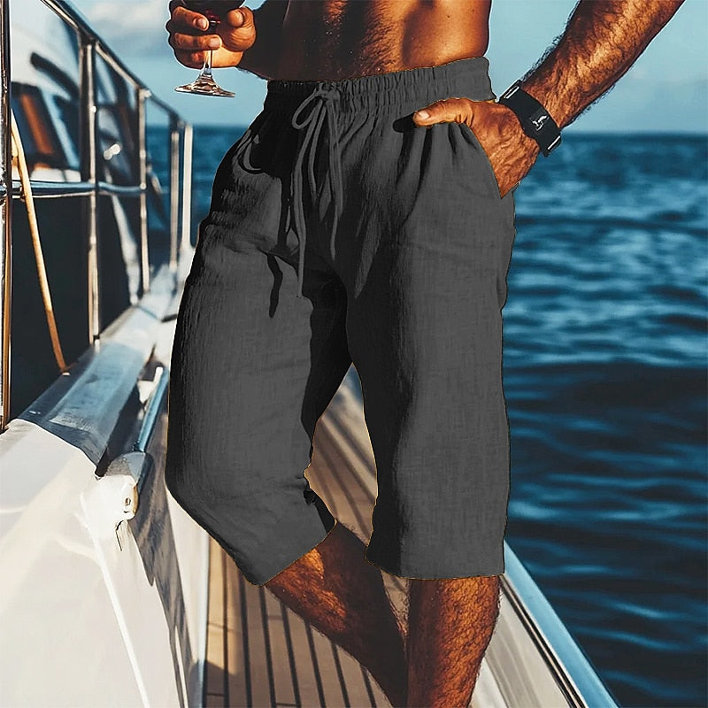 Short en Lin Décontracté Homme Cordon Été Plage