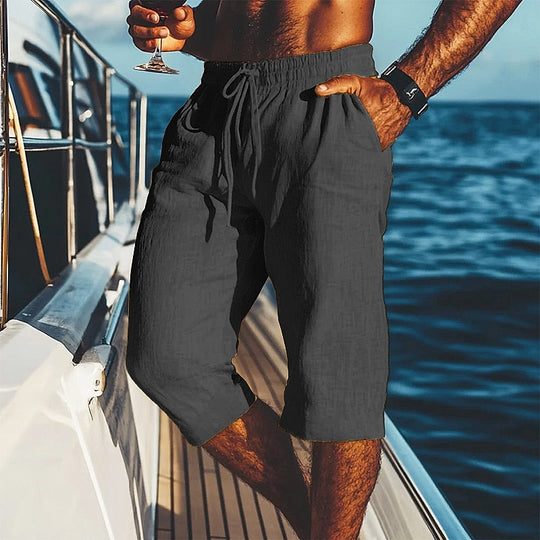Short en Lin Décontracté Homme Cordon Été Plage