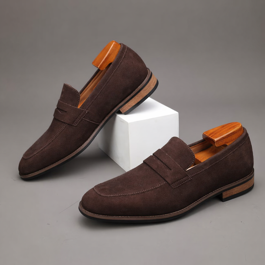 Mocassins Penny en Daim Homme Été à Enfiler Slip-On