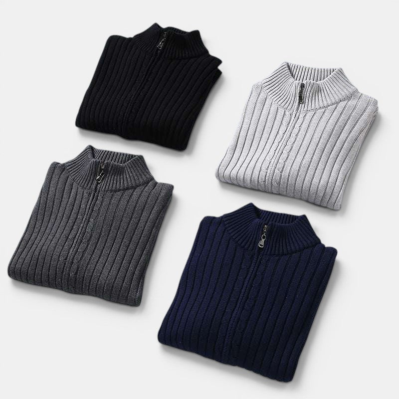 Cardigan en Maille Zippé Homme Pull Gilet Tricot