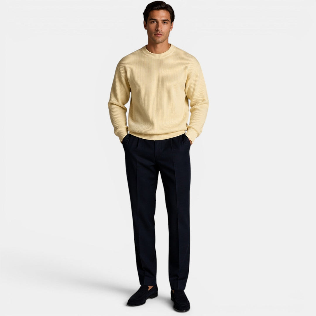 Pull en Maille Col Rond Homme Doux Sweater Basique