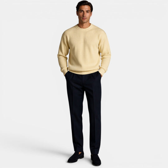 Pull en Maille Col Rond Homme Doux Sweater Basique