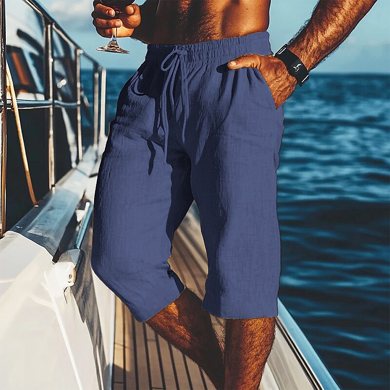 Short en Lin Décontracté Homme Cordon Été Plage