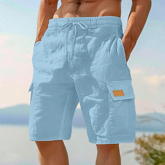 Short Cargo en Lin Homme Plage Été Coton Poches