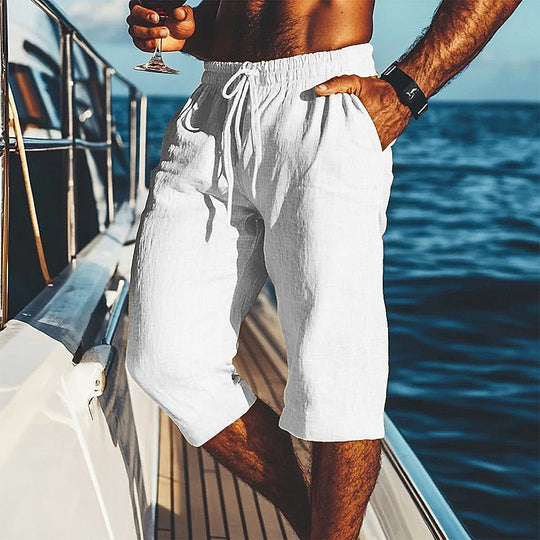 Short en Lin Décontracté Homme Cordon Été Plage