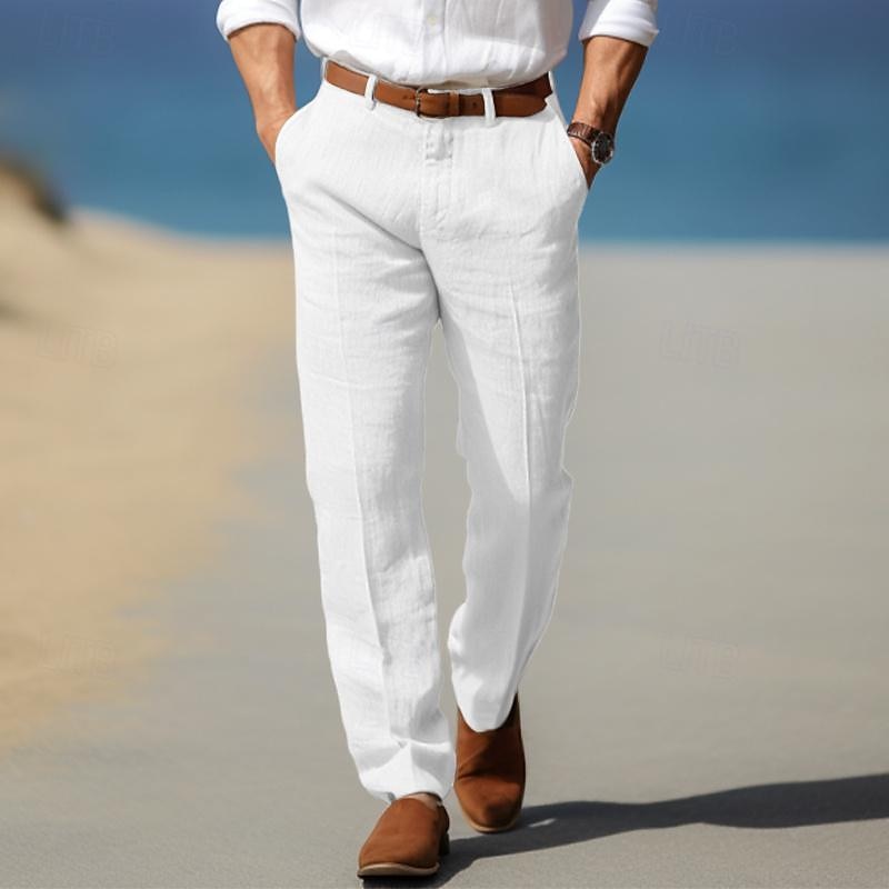 Pantalon en Lin Premium Homme Élégant Été Costume