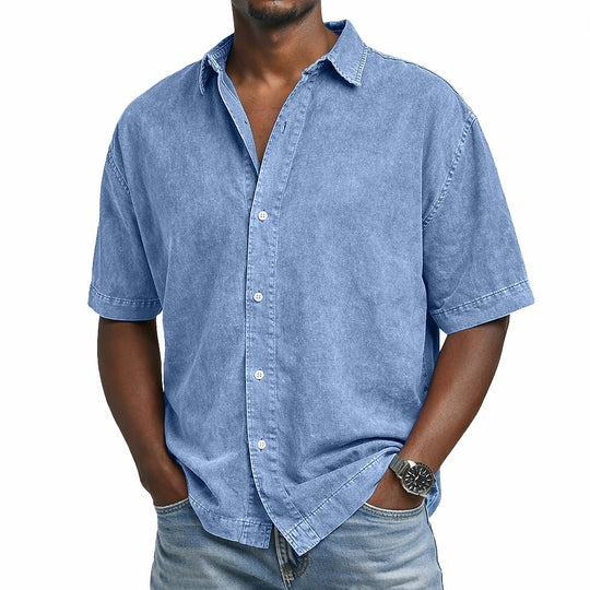 Chemise en Coton Délavée Vintage Homme Été Casual