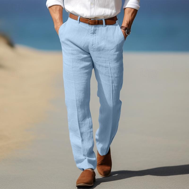 Pantalon en Lin Premium Homme Élégant Été Costume