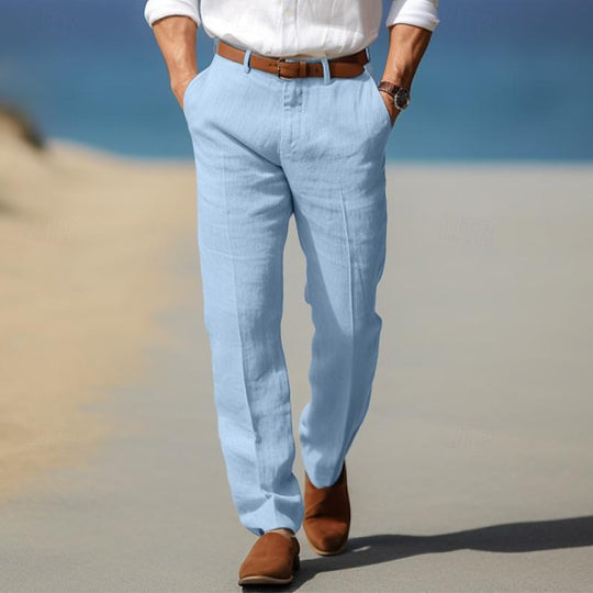 Pantalon en Lin Premium Homme Élégant Été Costume