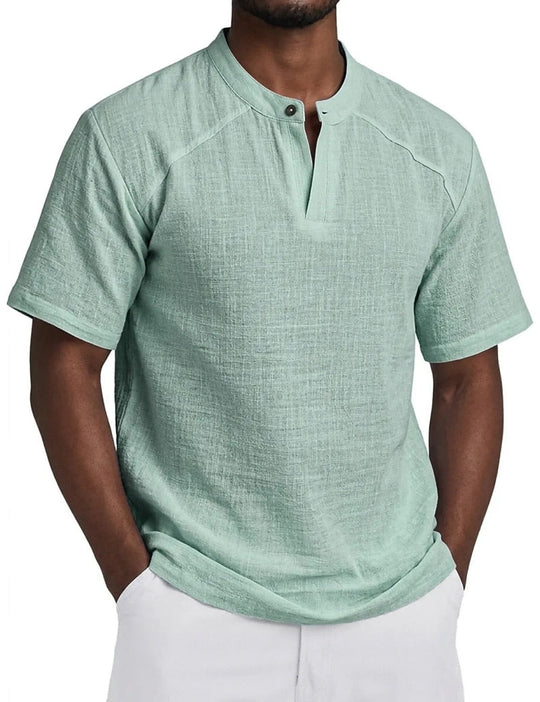 Chemise Popover en Lin Homme Été Coton Légère