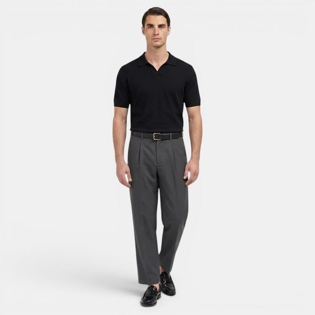 Pantalon à Pinces Jambe Droite Homme Costume Élégant